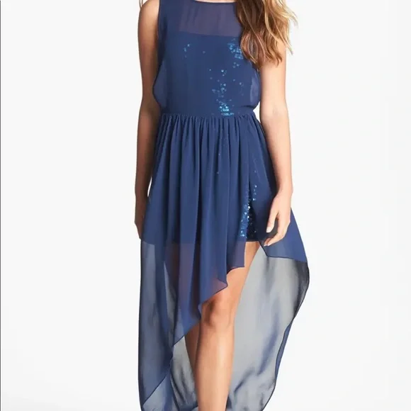 sachin and babi light blue dress BCBGMAXAZRIA Ruffled Chiffon Halterneck Gown